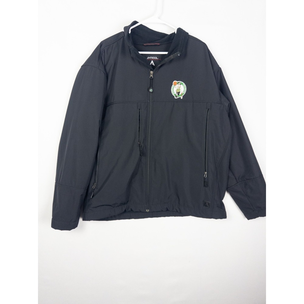 Antigua Boston Celtics Jacket Mens L Water Resistant Logo Full Zip‎ Pockets
